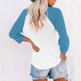 thumbnail image 4 of Hauts à Manches 3/4 pour Femmes Hauts Décontractés à Manches Raglan Col en V Tuniques Basiques Blouses Été 2025, 4 of 7