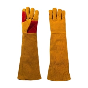 Cxui Gants de soudure à manches longues, gants en cuir de vache résistant à la chaleur pour hommes, gants de travail en Tig et en Mig (1 Paire) Jaune