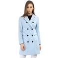thumbnail image 3 of INSPIRE CHIC Women's Notched Lapel Collar Double Breasted Mid Length Overcoat, 3 of 6