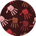 thumbnail image 1 of Ahgly Tapis Rond Lavable en Machine Intérieur Transitionnel Rouge Brique, 6 Pieds Rond, 1 of 7