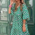 thumbnail image 2 of RKSTN Robes pour Femme Robe à Imprimé Floral à Manches Bouffantes Grande Taille Robe à Manches Courtes à Col en V Fluide Robe Maxi de Soirée, 2 of 9