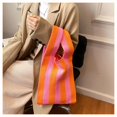 thumbnail image 4 of Sac à Bandoulière pour Femme à Motif Rayé Sac à Main Fourre-Tout Grande Capacité Fourre-Tout pour Femmes Rose Orange, 4 of 8