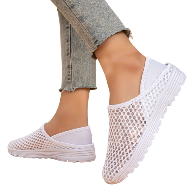 Womens Slip on Sneakers Breathable Mesh Mules Comfort Outdoor Backless Clogs Driving Sandals Walking Shoes