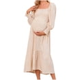 thumbnail image 2 of PEZHADA Mode d'Automne pour Femmes,Vêtements de Maternité pour Femmes,Robe Longue Décontractée et Aguichant pour Femmes Enceintes avec Petite Impression Florale en Mousseline à Col et Manches Longues, 2 of 5