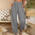 thumbnail image 2 of Timegard Pantalon en Coton et Lin pour Femmes Taille Élastique Léger avec Poches Tendance Automne, 2 of 7