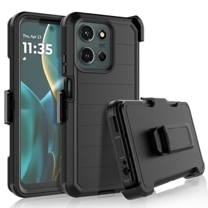 Pour Motorola Moto G 5G 2025 Boîtier avec protecteur d'écran intégré et Holster à courroie, Tekcoo Couverture de Kickstand pour Moto G 5G 2025 - noir