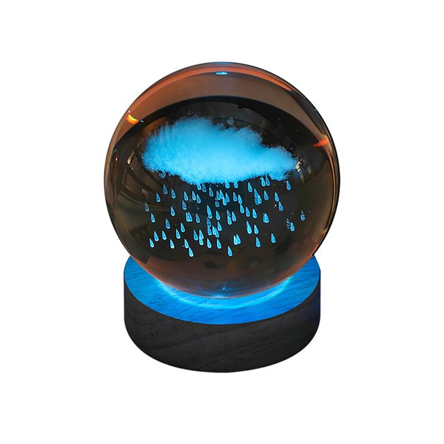 3d Glowing Crystal Ball Night Light Ornament Creative Coloful Night Scene Lamp With Base For Home Decor Gift
