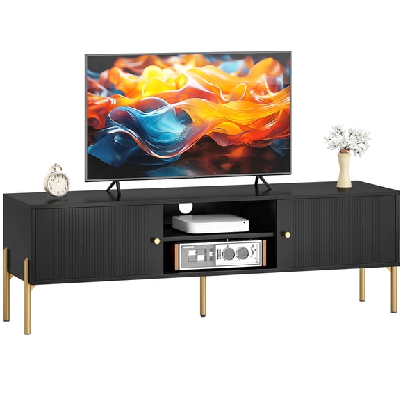 HOMCOM TV Stand for TVs up to 65", TV Console Table with Storage, Black
