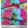 thumbnail image 3 of Soimoi Blue Moss Georgette Fabric Leaves & Floral Printed Craft Fabric by The Yard 42 Inch Wide, 3 of 3