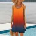 thumbnail image 1 of Robes d'Été pour Femmes 2024 Décontractées Grande Taille, Mini-Robe d'Été Aguichant à Imprimé Floral Tendance Froncée Fluide Teinture sur Nœuds Dégradé Robe Évasée de Plage à Bretelles Spaghetti Sans Manches Robe Soleil, 1 of 6