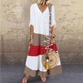 thumbnail image 1 of SMihono Robe Maxi Bohème d'Été pour Femmes Grande Taille Mode Décontractée Manches Courtes Col en V Bouton Imprimé Maxi Robe Longue Ample Plage, 1 of 5