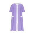 thumbnail image 2 of Peignoir Femme à Fermeture Éclair devant, Manches Longues, Rayé, Robe de Chambre Zippée Courte avec Poches, Violet, m, 2 of 5