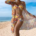 thumbnail image 3 of Women Bikini Set Ins 3 Piece Swimsuits Spaghetti Strap with Long Sleeve Cover Up, 3 of 9