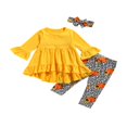 thumbnail image 3 of Kids Tracksuit Flared Sleeve Blouse + Pumpkin Print Pants + Hairband Set, 3 of 8