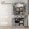 thumbnail image 4 of HOMCOM 71" Kitchen Pantry Cabinet with Spice Racks and LED Lights, Grey, 4 of 10