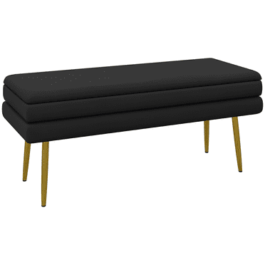HOMCOM Banc de Bout de Lit, Banc de Chambre Rembourré avec Rangement Noir