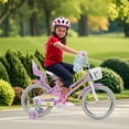 thumbnail image 4 of Costway Vélo pour Enfants de 18 Pouces avec Panier, Siège pour Poupée, Rubans Colorés, Roues Stabilisatrices, Violet, 4 of 10