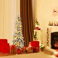 thumbnail image 3 of Patiojoy 4FT Pre-lit Artificial Christmas Tree Snow-flocked Xmas Pencil Tree with 225 Branch Tips 100 LED Lights 2 Lighting Colors, 3 of 9