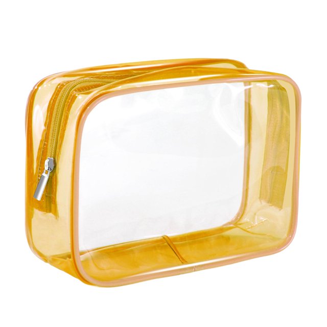 Clear Makeup Bag Reusable for Women and Men Travel PVC Storage Bag Yellow