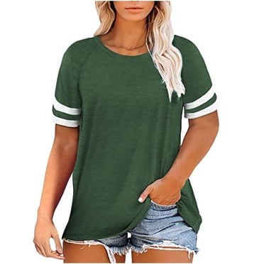 Long Sleeve Shirt Women Womens Plus-Size Tops for Women Summer Round Neck T Shirts Color Block Raglan Tees V Neck Tshirt Women Plus Size Tshirts for Women Womens Plus Size Summer Tops