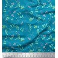thumbnail image 1 of Soimoi Blue Rayon Fabric Artistic Leaves Decor Fabric Printed Yard 42 Inch Wide, 1 of 3
