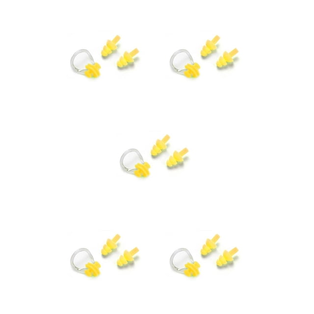 stanreset Waterproof Nose Clip Swimming Anti-noise Earplug for Protection Ear Protector Yellow 5Set