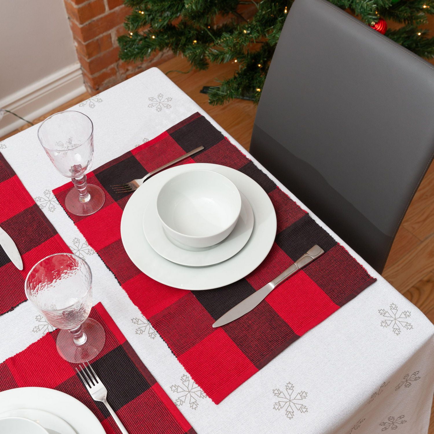 Set de 4 sets table en coton Buffalo Check Fabstyles, lavables machine, parfaits pour la cuisine et à manger ou les tables d'extérieur