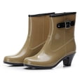 thumbnail image 2 of Punk Style Mid Snow Boots Womens Non-Slip Rain Boots High Heel Water Shoes, 2 of 9