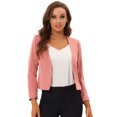 thumbnail image 1 of INSPIRE CHIC Women's Work Office Open Front Zipper Collarless Cropped Blazer Deep Pink XL, 1 of 5