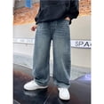 thumbnail image 1 of PMVFHDE Pantalon Garçon Jeans pour Garçons avec Taille Élastique Pantalon en Denim pour Enfants Printemps/automne Jeans Amples Pantalon Cargo Vêtements Garçon Bleu,160, 1 of 6