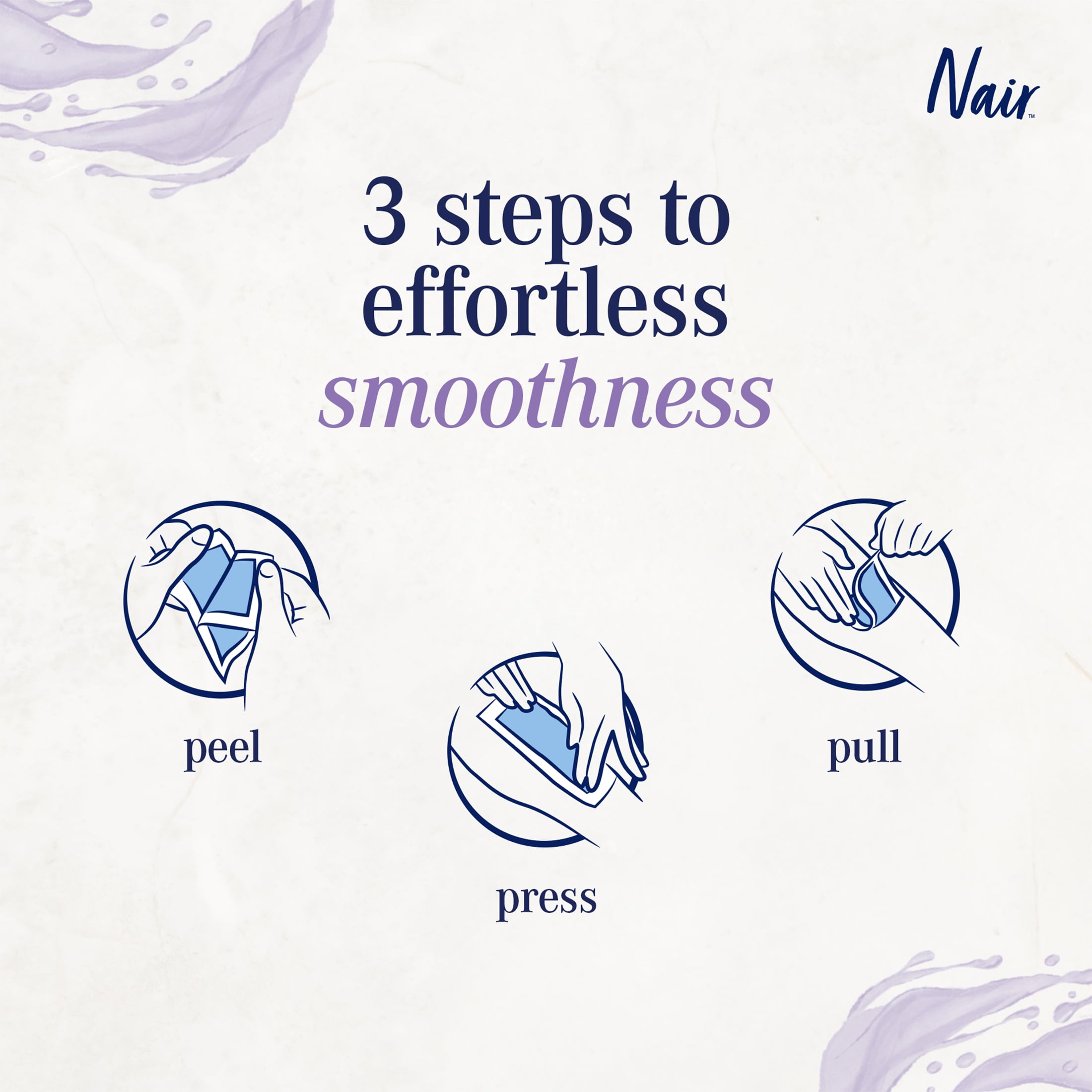 Nair Bandes de cire prêtes pour les jambes et le corps avec huile de son de riz, 40 bandes + 4 lingettes de finition