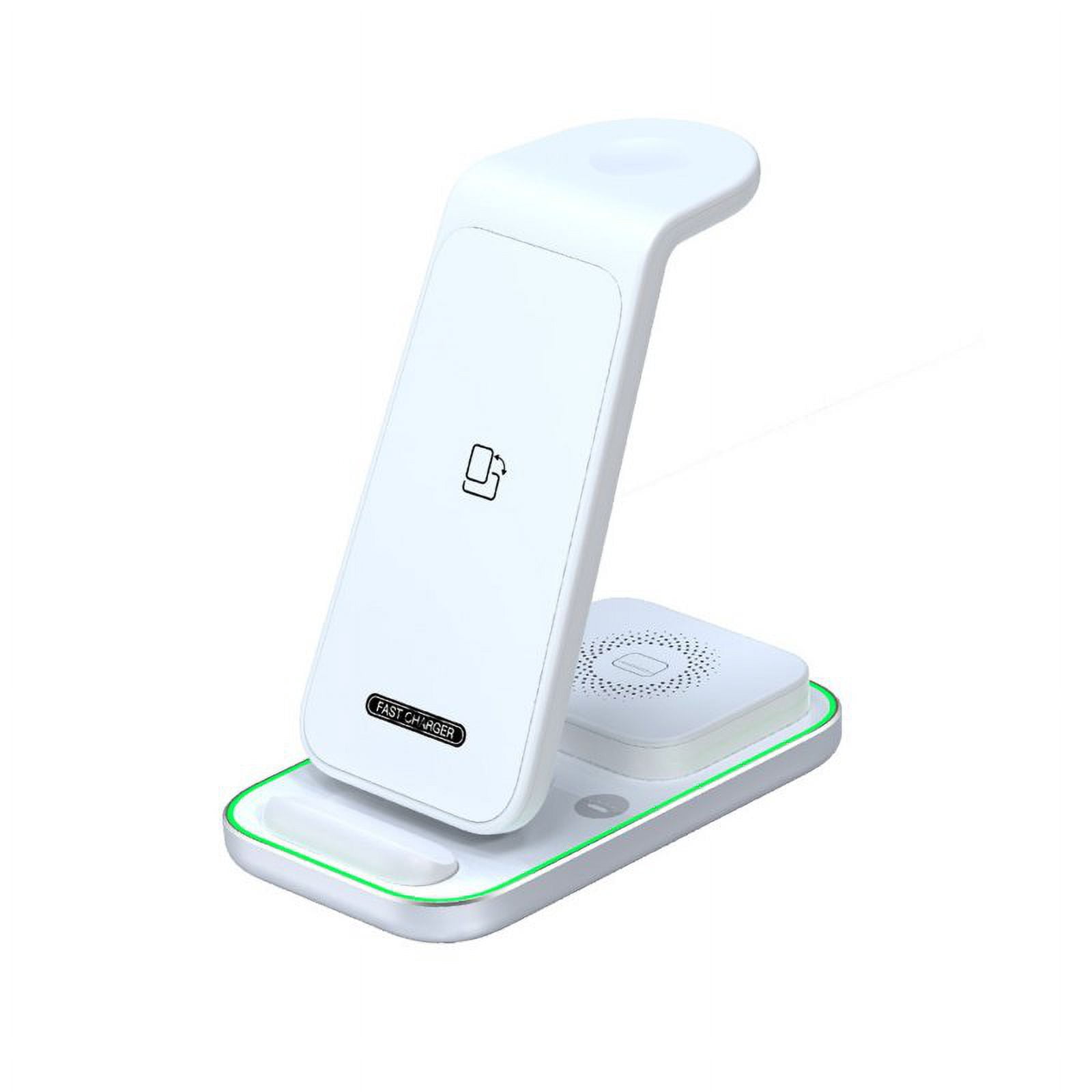 Wireless Charging Stand Wireless Charger with Night Light for Headphones Watch Mobile Phone White