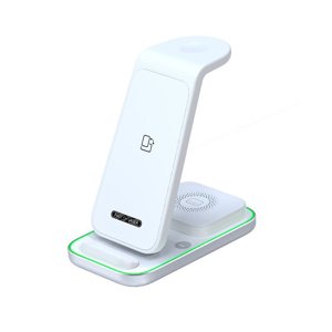 Wireless Charging Stand Wireless Charger with Night Light for Headphones Watch Mobile Phone White