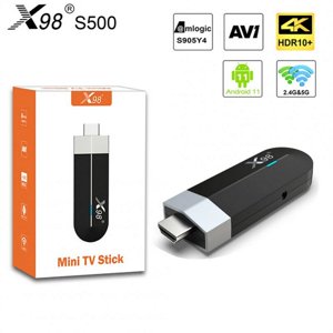 X98 S500 Intelligent TV Boîte Android 11 Amlogic S905y4 2.4g 5G Wifi 4k H.265 Hévc Bluetooth EU Prise 4+32 Go