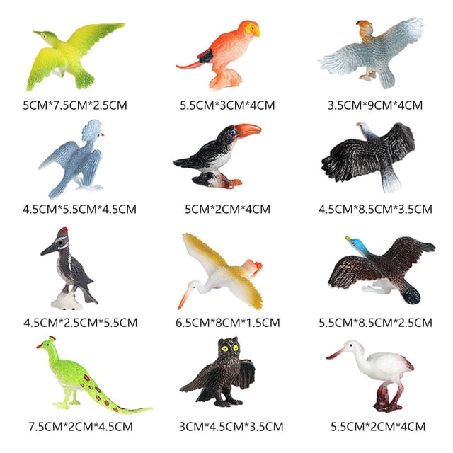 12 Pcs Figurines d'Animaux Réalistes Figurines pour Collection Jouets Figurines Enfants Fête Fournitures de Fête Oiseau