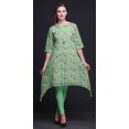 thumbnail image 4 of Bimba Kurti Asymétrique Vert à Imprimé Floral Lys et Lotus pour Femmes, Robe d'Été Indienne Tunique Grande, 4 of 6