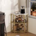 thumbnail image 4 of Costway Corner Printer Stand with Charging Station Adjustable Metal Mesh Shelf White, 4 of 10