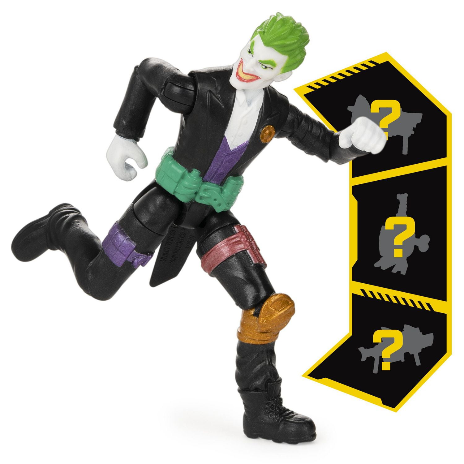 Batman, Figurine articulée The Joker de 10 cm avec 3 accessoires mystère, pour les enfants à partir de 3 ans