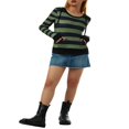 thumbnail image 2 of Women Patchwork Hoodie  Stripe Pattern Long Sleeve Hooded Pullover, 2 of 8