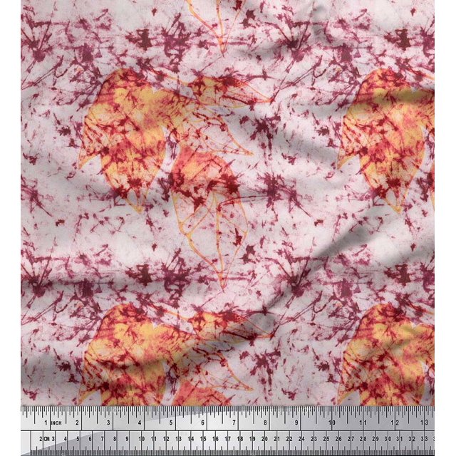Soimoi Moss Georgette Fabric Leaves & Texture Print Sewing Fabric Yard 42 Inch Wide
