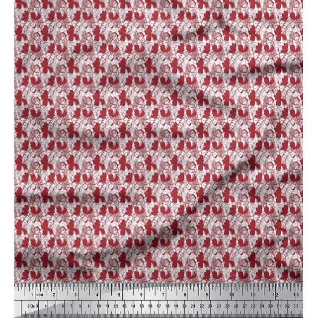 Soimoi Velvet Fabric Flower Artistic Printed Craft Fabric by The Yard 58 Inch Wide