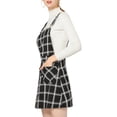 thumbnail image 4 of INSPIRE CHIC Robe Salopette à Carreaux à Bretelles Ajustables pour Femmes pour la Rentrée 2TG Noir-Blanc, 4 of 8