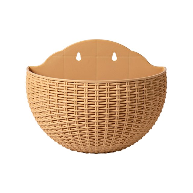 Youkk Easy To Install Double-layer Plastic Flowerpot For Walls Drainage Flower Pot khaki 1Set