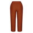 thumbnail image 5 of Timegard Plus Size Pants for Women Elastic Waist Solid Color Comfy Fall Casual Crop Pants with Pockets, 5 of 5