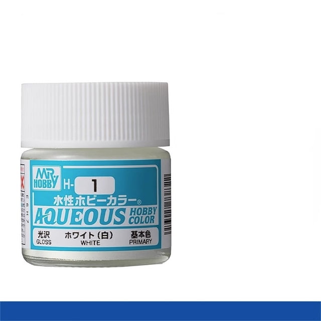 Mr. Hobby Aqueous H1 Gloss White Acrylic Paint 10ml for Scale Models & Miniatures