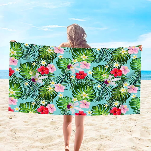 LSLJS Beach Towel Summer Beach Essentials Microfiber Beach Towels Super Lightweight Colorful Bath Towel Sandproof Beach Blanket Multi-Purpose Towel for Travel Swimming Pool 30x60 Inch