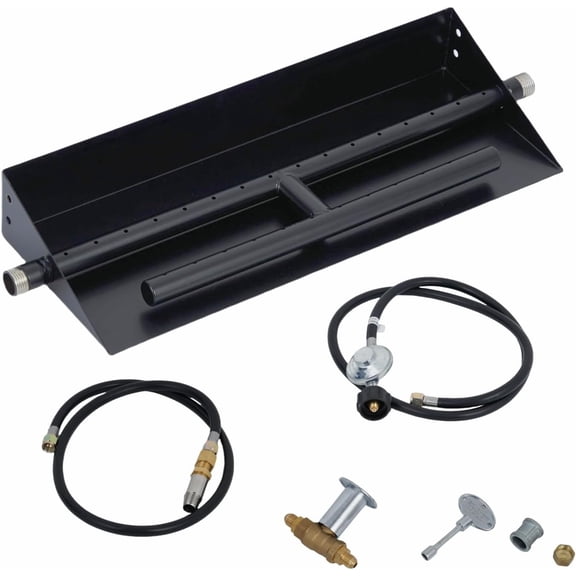 Ensemble de Brûleur Rectangulaire 18 X 6 Po à Encastrer pour Foyer, 60 000 BTU, Double Carburant Propane/gaz Naturel avec Allumage par Étincelles, Acier Noir, pour Usage Intérieur/extérieur