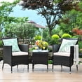 thumbnail image 1 of Costway Outdoor 3 PCS PE Rattan Wicker Furniture Sets Chairs  Coffee Table Garden Beige, 1 of 10