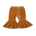 thumbnail image 1 of Children Autumn Velvet Flare Pants Solid Color Elastic Waistband Trousers, 1 of 10