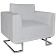 thumbnail image 1 of vidaXL Fauteuil Cube Cuir Blanc, 1 of 4